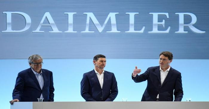 FILE PHOTO: Ola Kaellenius, CEO of German luxury car manufacturer Daimler AG, gestures next to