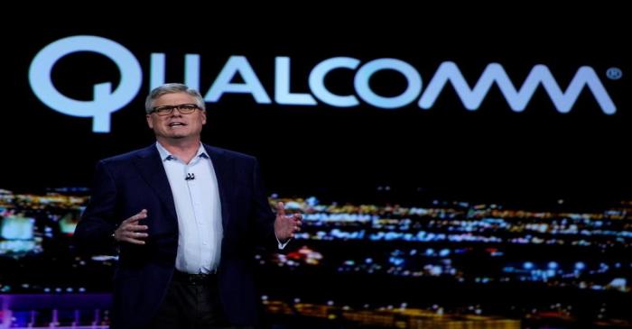 Steve Mollenkopf, Qualcomm CEO, speaks during his keynote address at CES in Las Vegas