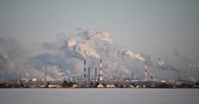 FILE PHOTO: A view shows the Gazprom Neft's oil refinery in Omsk, Russia