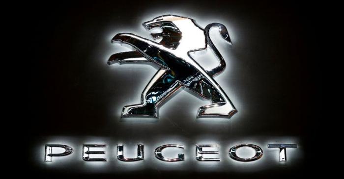FILE PHOTO: The logo of French car manufacturer Peugeot is seen at Brussels Motor Show