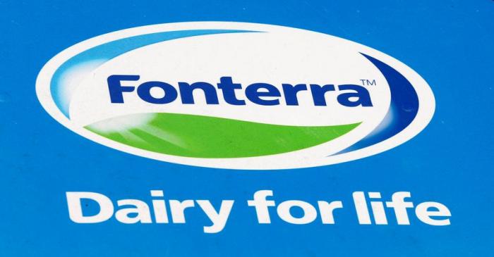The Fonterra logo is seen near the Fonterra Te Rapa plant near Hamilton