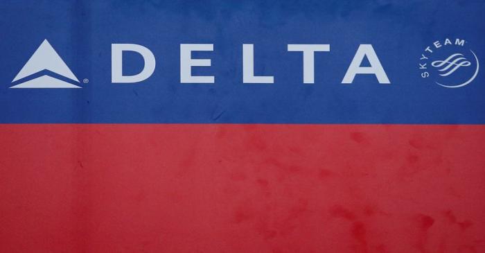 Delta airlines logo is seen inside of the Commodore Arturo Merino Benitez International Airport