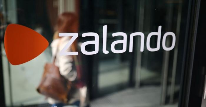 The logo of fashion retailer Zalando is pictured at the new headquarters in Berlin