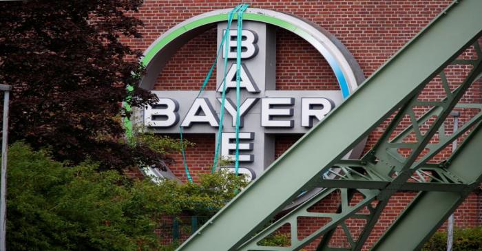 FILE PHOTO: Logo of Bayer AG at a plant of the German pharmaceutical and chemical maker in
