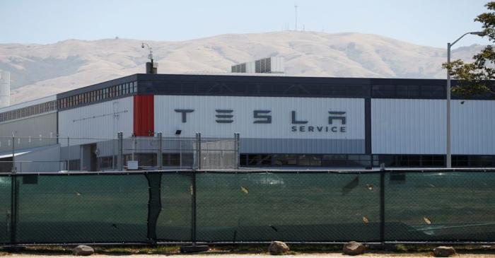 The Tesla factory is seen in Fremont