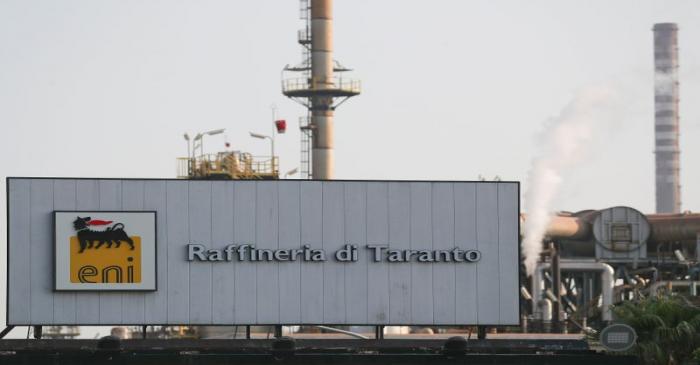FILE PHOTO: An entrance of the oil refinery of Eni is seen in Taranto