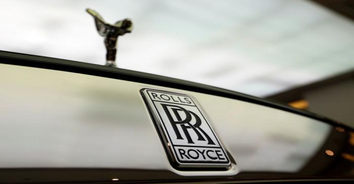 FILE PHOTO: The Rolls Royce logo is seen on a car at a Rolls Royce shop at Siam Paragon mall in