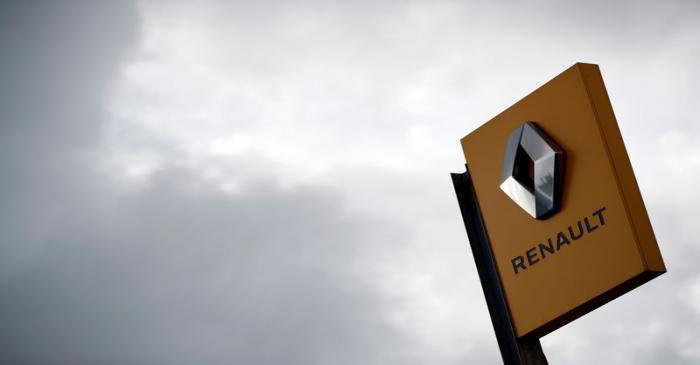 FILE PHOTO: Logo of Renault carmaker is pictured at a dealership in Nantes
