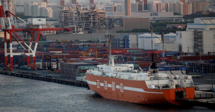 An industrial port is pictured in Tokyo