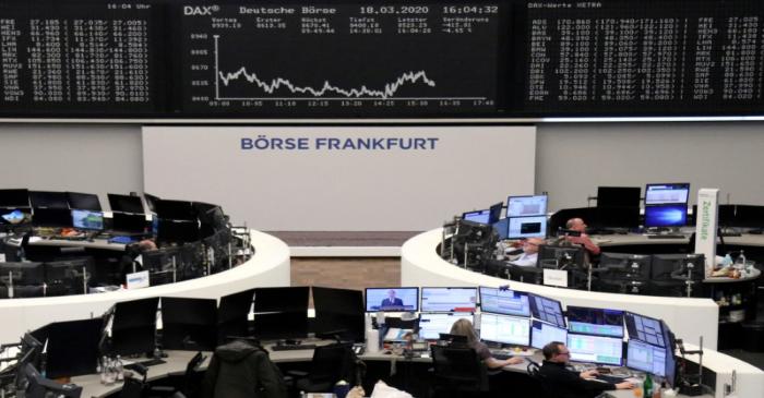 The German share price index DAX graph is pictured at the stock exchange in Frankfurt