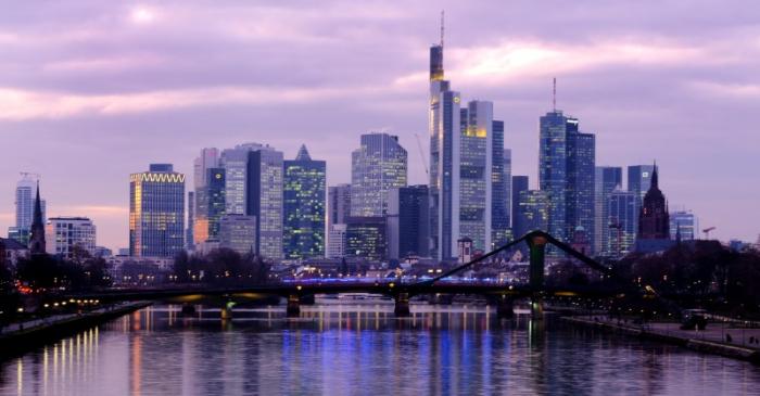 FILE PHOTO: The skyline with its banking district is photographed in Frankfurt