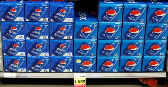FILE PHOTO: Cans of Pepsi are pictured at a grocery store in Pasadena