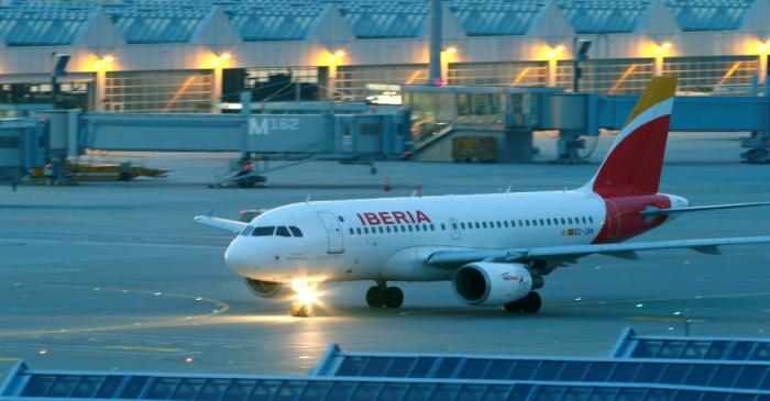 FILE PHOTO:  Airbus A319 aircraft of Spanish airline Iberia is seen at the international