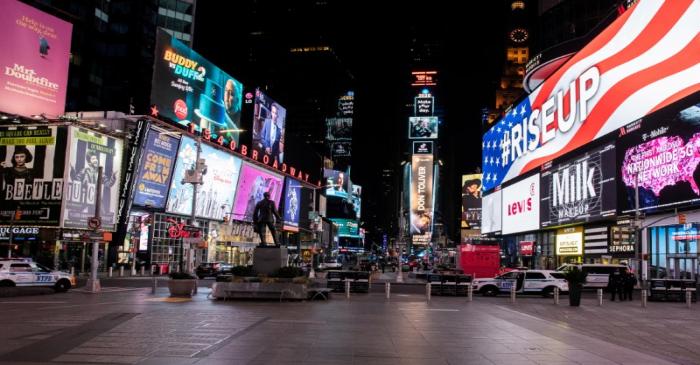 FILE PHOTO: An empty Times Square is seen following the outbreak of the coronavirus disease