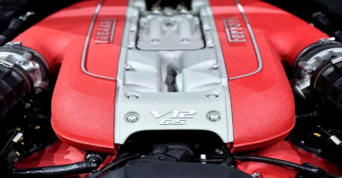 FILE PHOTO: A Ferrari 812 GTS engine during a presentation of two new Ferrari models at the