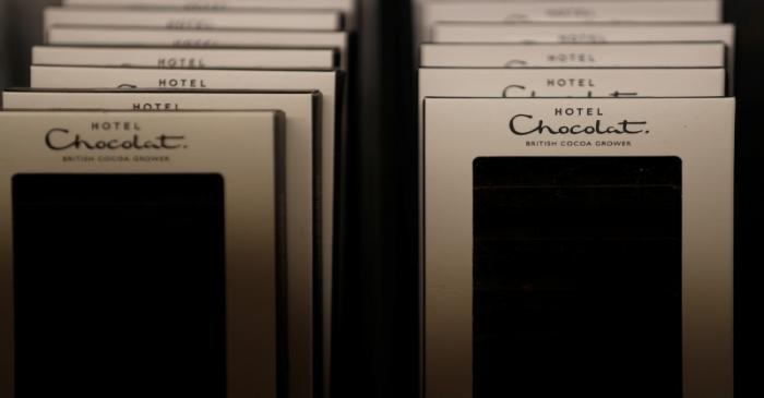 Hotel Chocolat products are seen on sale at Rabot 1745, in London