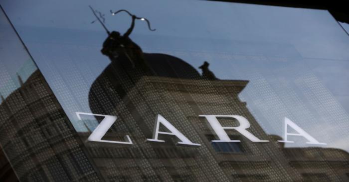 FILE PHOTO: The logo of a Zara store, an Inditex brand, is seen in central Madrid