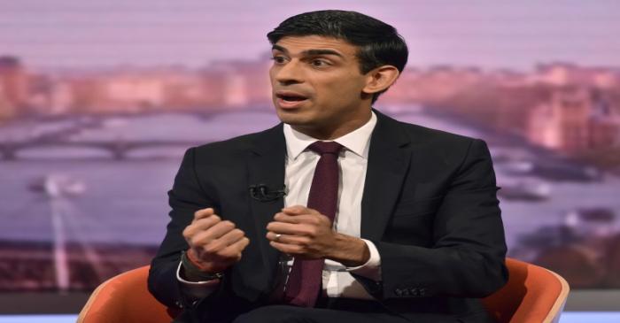 Britain's Chancellor of the Exchequer Rishi Sunak appears on BBC TV's The Andrew Marr Show in
