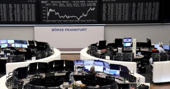 The German share price index DAX graph is pictured at the stock exchange in Frankfurt