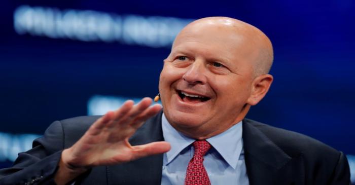 FILE PHOTO: David Solomon, chairman and CEO of Goldman Sachs, speaks during the Milken