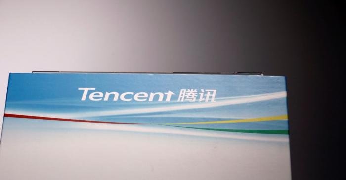 FILE PHOTO:  Logo of Tencent is displayed at a news conference in Hong Kong, China