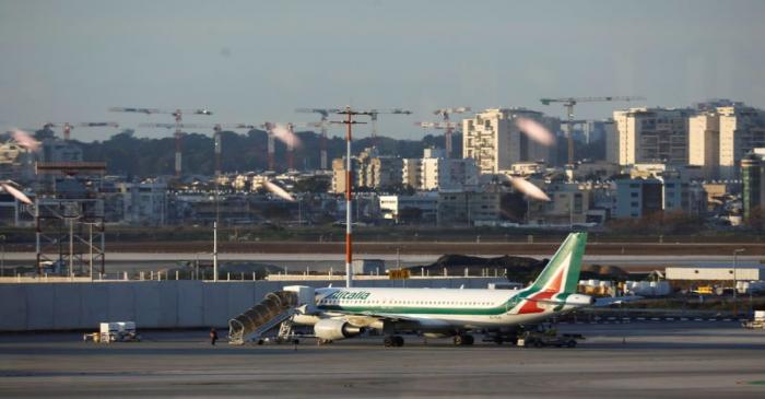 FILE PHOTO: Alitalia plane is seen on the tarmac after landing at Ben Gurion International