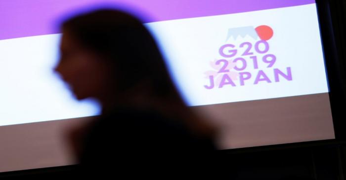 The logo of G20 Summit and Ministerial Meetings is displayed at the G20 Finance and Central