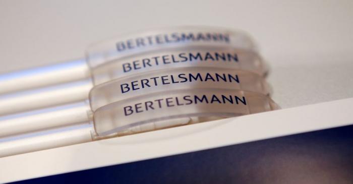 Pencils with the logo of German media group Bertelsmann CEO are seen at the annual news