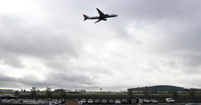 British Airways aircraft takes off over Terminal 5 at Heathrow Airport in London
