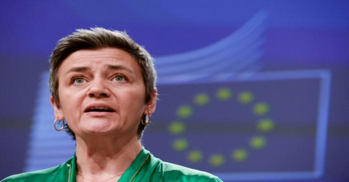 FILE PHOTO: Executive Vice-President Margrethe Vestager presents the EU executive's economic