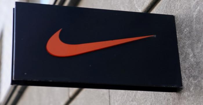 FILE PHOTO: The Nike swoosh logo is pictured on a store in New York City