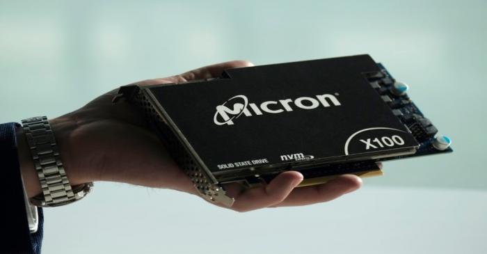 Micron Technology's solid-state drive for data center customers is presented at a product