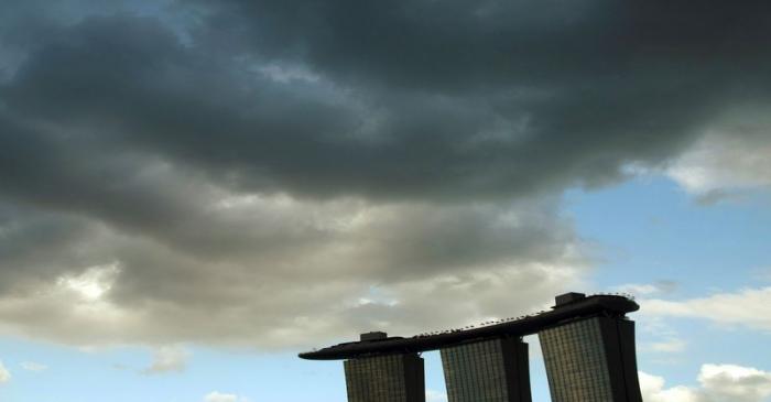 Clouds are seen above the Marina Bay Sands resort in Singapore