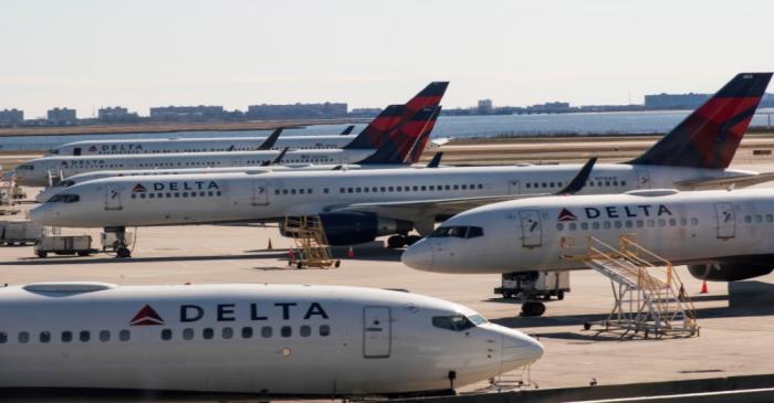 FILE PHOTO: Delta planes are seen at the platform after the Federal Aviation Administration