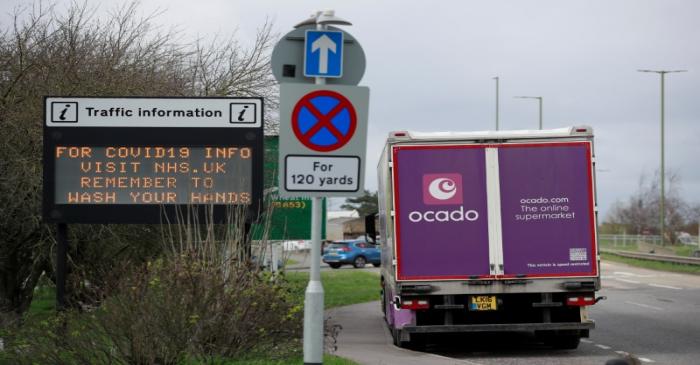 General view of a message on a traffic information sign