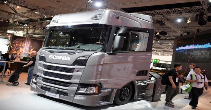 FILE PHOTO: Truck of Swedish company Scania is pictured in Hanover