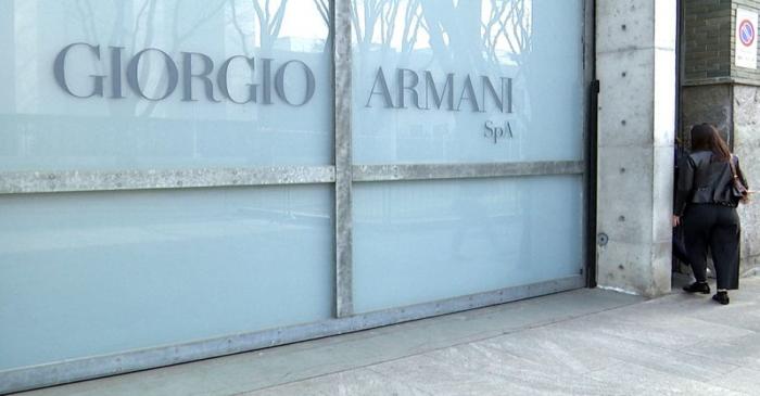 FILE PHOTO: A Giorgio Armani logo is seen after the Italian designer said his Milan Fashion