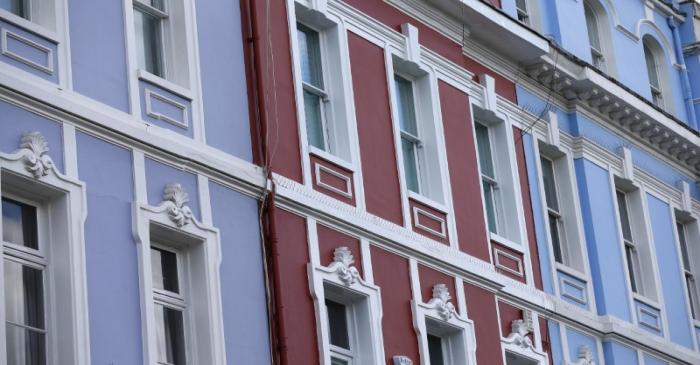 A row of houses are seen in London