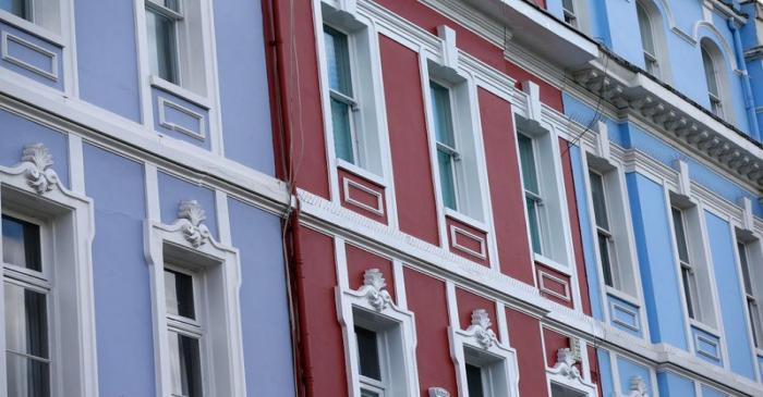 A row of houses are seen in London