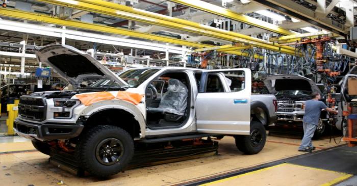 FILE PHOTO: A Ford 2018 F150 pick-up truck moves down the assembly line at Ford's Dearborn