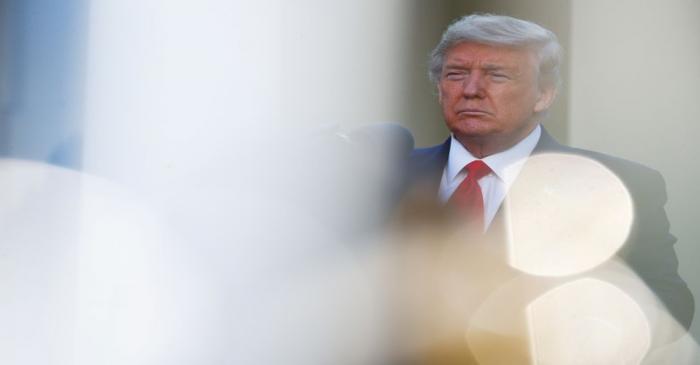 U.S. President Trump leads the daily coronavirus response briefing at the White House in