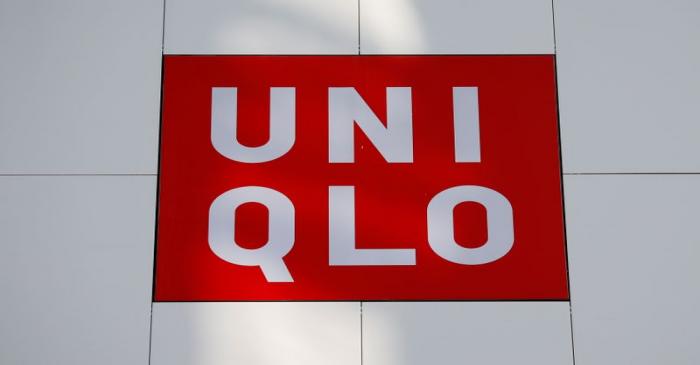 The logo of Uniqlo is pictured at Myeongdong shopping district in Seoul