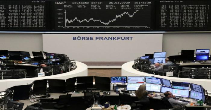 The German share price index DAX graph is pictured at the stock exchange in Frankfurt