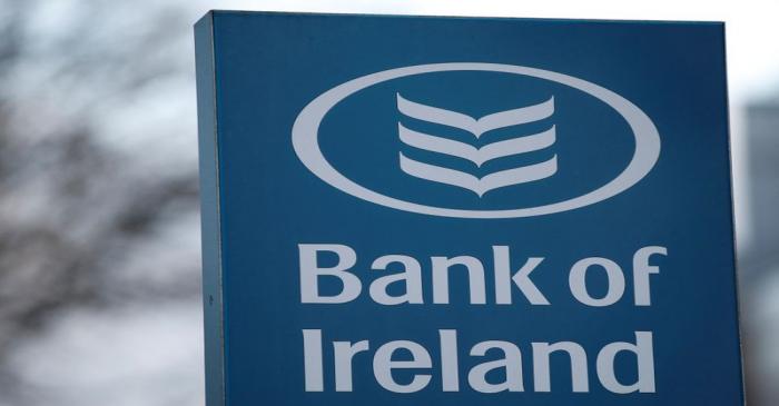 Signage is seen outside a branch of the Bank of Ireland in Dublin, Ireland