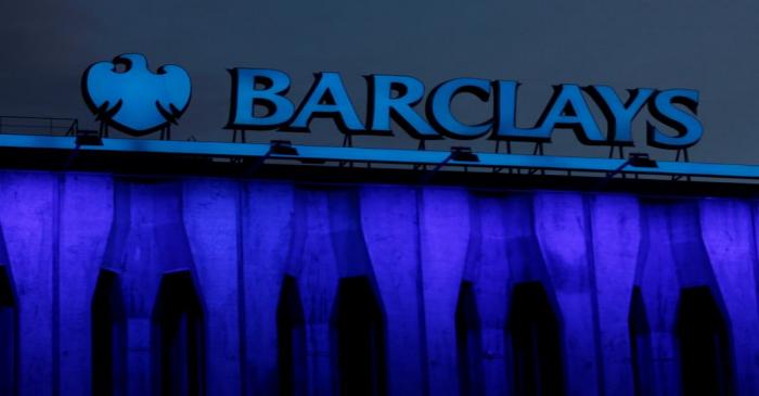 FILE PHOTO: The logo of Barclays is seen on the top of one of its branch in Madrid