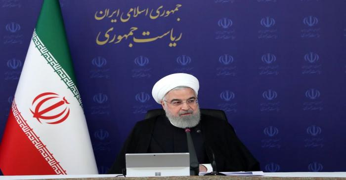Iranian President Hassan Rouhani speaks during a meeting in Tehran