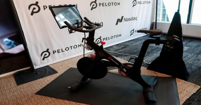 FILE PHOTO: A Peloton exercise bike is seen after the ringing of the opening bell for the