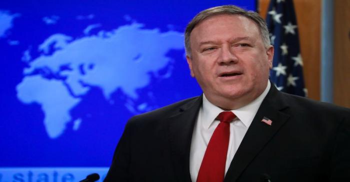 U.S. Secretary of State Pompeo addresses news conference at the State Department in Washington