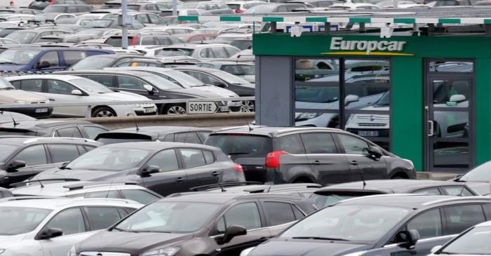 FILE PHOTO: The logo of French car rental company Europcar is seen at Bordeaux Airport in