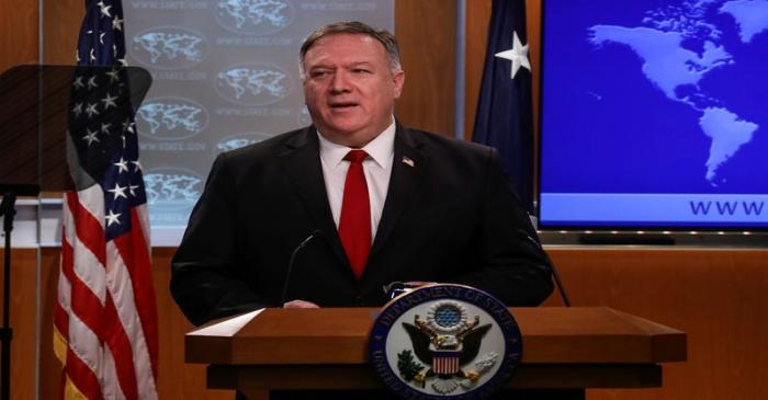 U.S. Secretary of State Pompeo addresses news conference at the State Department in Washington